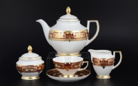 Чайный сервиз Falkenporzellan Donna bordeaux gold на 6 персон (17 предметов)
