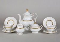 Белый кофейный сервиз Leander - Соната, декор 1239 (Золотая лента) на 6 персон (15 предметов) 30874