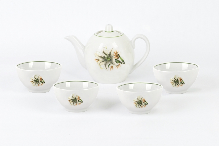 Чайный сервиз Мануфактуры Гарднеръ в Вербилках Белая лилия на 6 персон (7 предметов)