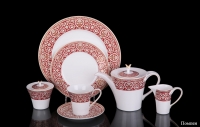 Красный чайный сервиз Hankook Chinaware Помпеи на 6 персон (22 предмета)