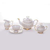 Чайный сервиз Bavarian Porcelain Лист белый на 6 персон (15 предметов)