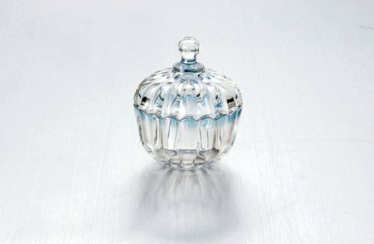 Вазочка с крышкой Soga Glass Молл 9/10,4 см (голубая)