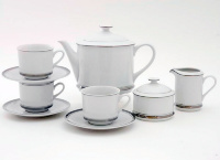 Белый чайный сервиз Leander - Сабина, декор 0011 на 6 персон (15 предметов) 31877