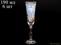Голубой набор фужеров для шампанского Bohemia Анжела U-R фон 190мл 6шт
