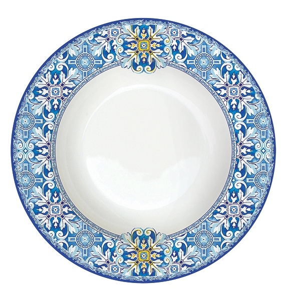 Тарелка суповая R2S Майолика голубая 21,5см