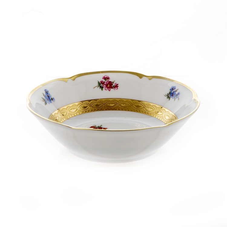 Набор салатников Bavarian Porcelain Блюмен Лента Золотая 13см 6шт