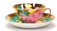 Набор чайных пар Дулево Тюльпан Розовая птица на 6 персон (12 предметов)