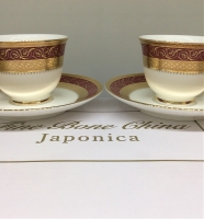 Набор кофейных пар из костяного фарфора Japonica Королевский рубин на 2 персоны (4 предмета) GMEMGD-4259RD-9