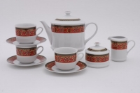 Красный чайный сервиз Leander - Сабина, декор 0979 на 6 персон (15 предметов) 31882