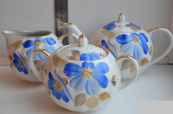 Чайный сервиз Дулево Тюльпан Синий цветок на 6 персон (15 предметов)