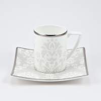Набор чайных пар с квадратными тарелками Royal Bonе China Париж на 6 персон (12 предметов)