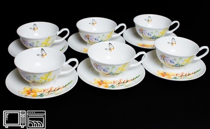 Набор чайных пар Rulanda Дейзи Бабочки на 6 персон (12 предметов)