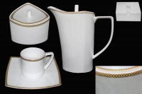 Чайный сервиз с квадратными тарелками Lenardi Galaxy Gold на 6 персон (16 предметов)