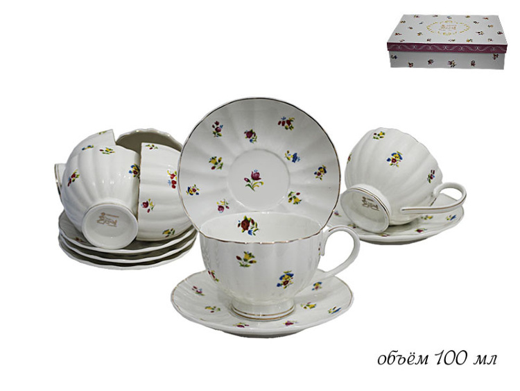 Набор кофейных пар Lenardi Полевые цветы на 6 персон (12 предметов) 105-054