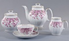 Чайный сервиз Дулево Белый лебедь Розовый букет на 6 персон (15 предметов)