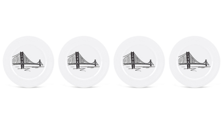 Набор тарелок акцентных Lenox Аллея Тин Кен. Сан Франциско 23см, 4шт