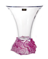Ваза для цветов Crystalite Bohemia Фрост Розы розовые 25,5см