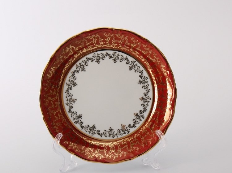 Набор глубоких тарелок Bavarian Porcelain Лист красный 6шт