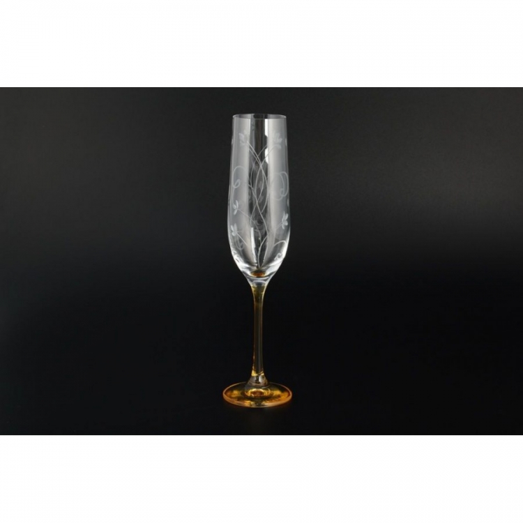 Набор фужеров для шампанского Bohemia Crystal Оранжевая ножка 190мл 6шт