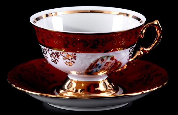 Набор для чая  Bavarian Porcelain Мадонна красная 6 персон (12 предметов)