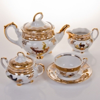 Чайный сервиз Bavarian Porcelain Мария - Охота медовая на 6 персон (15 предметов)