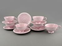 Розовый набор для чая Leander Соната 3001 на 6 персон (12 предметов) (низкие)