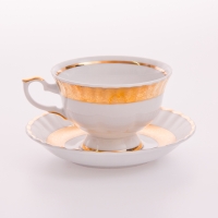 Набор для чая  Bavarian Porcelain Лента Рельеф золото глянец на 6 персон (12 предметов)