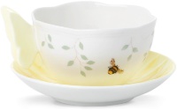 Желтая чайная пара Lenox Бабочки на лугу 240мл (фигурная ручка)