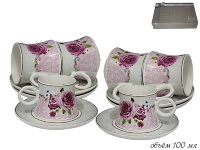 Набор кофейных пар с цветами Lenardi на 6 персон (12 предметов) 181-002