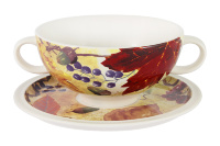 Суповая чашка на блюдце Imari Кленовый лист 500мл
