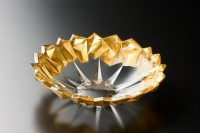 Ваза для фруктов Soga Glass Монтана золото 33см