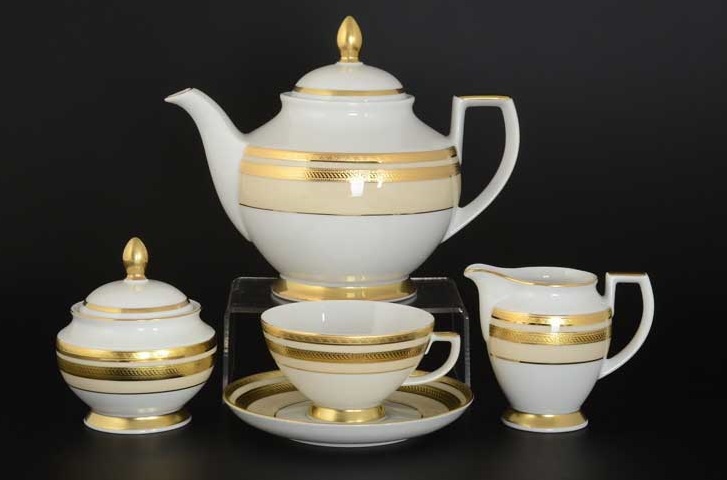 Чайный сервиз Falkenporzellan Crem Gold 9039 на 6 персон (17 предметов)