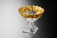 Необычная ваза для конфет Soga Glass Монтана золото 25см на ножке