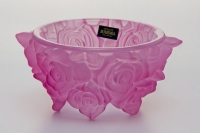 Розовая ваза для конфет Crystalite Bohemia Фрост Розы розовые 16,5см