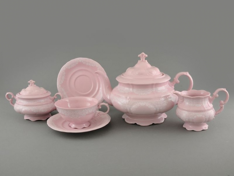 Чайный сервиз Leander Соната 3001 на 6 персон (15 предметов) розовый